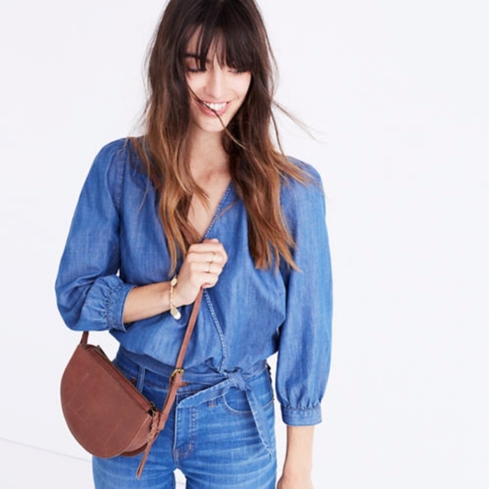 Madewell Denim Wrap Top